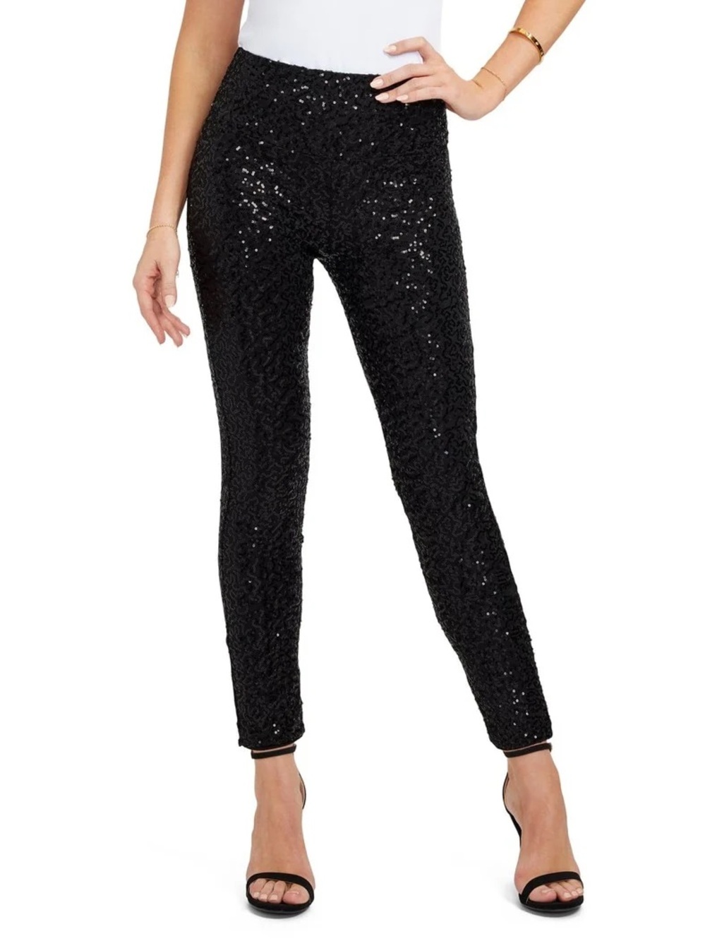 Cable & Guage Black Sequin Leggings NWT